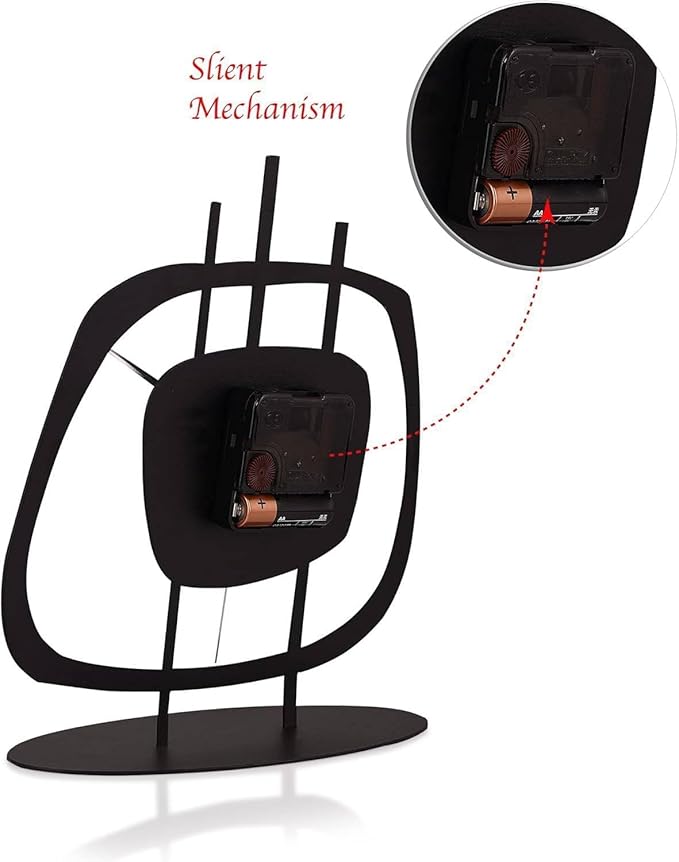 Table Clock for Living Room Office, Bedside, Kitchen | Silent Running Night Shelf Analog Desk Clock with 8 x 9 inch Size | Decorative Table Clocks