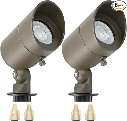 Lumina Lighting® 4W Landscape Lighting 12V Landscape Lights Low Voltage Landscape Spotlights Warm White Waterproof Outdoor Replaceable LED Bulb for Garden, Lawn, Porch, Patio and Yard(Bronze, 2-Pack)