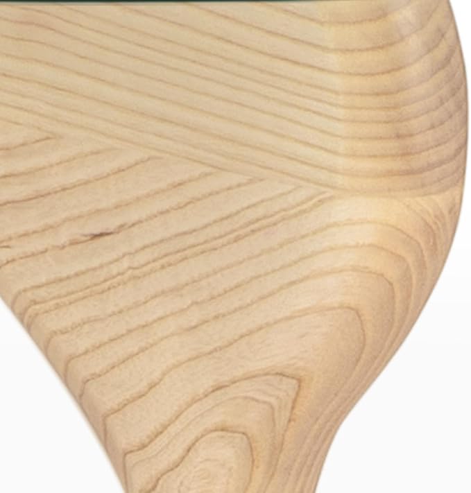 Triangle Glass Coffee Table with Solid Wood Base, 0.8'' Thick Clear Glass Top, 51'' Width Mid Century Modern Coffee Table for Living Room Bedroom Reception (Original Wood)