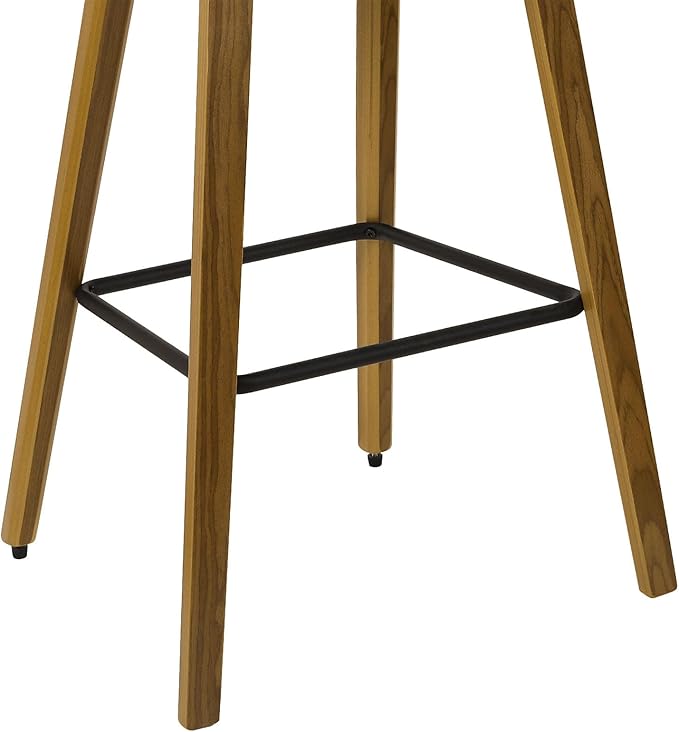 Counter Height Bar Stools Set of 4, Mid Century Modern Counter Stools, 26" Wood Kitchen Stool Boucle Fabric Upholstered Barstool with Rattan Back, Counter Height Island Dining Bar Chair, White