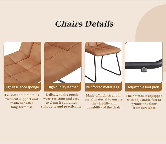 ZckyCine Extendable Dining Table Set 47"-63", Rustic Wood Table with 6 PU Leather Chairs, Modern Scandinavian Dining Room Furniture for Kitchen Apartment