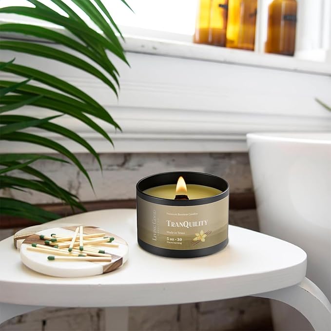 Tranquility Pure Beeswax Candle Tin 30+ Hours Long Burning Classically Designed Non-Toxic Scented Candles for Home Decor and Aromatherapy to Stress & Anxiety Relief with Natural Fragrance - 5 oz