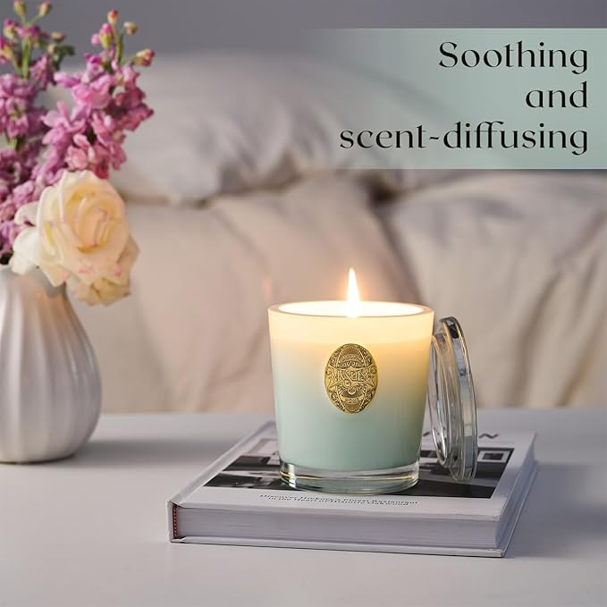 M&SENSE Natural Soy Candle| Basil Wild Mint Green | 10.2 oz, 55H Burn | Luxury Scented Candle for Relaxation, Gifting, Home Décor | for Bedroom, Office, Party