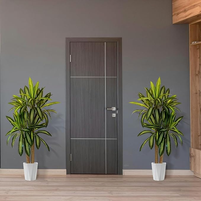 Artificial Dracaena Tree, 5ft Tall Fake Dracaena Plant with Basket, Indoor Outdoor Faux Topiary Yucca Trees for Office Home Living Room Porch Patio Décor