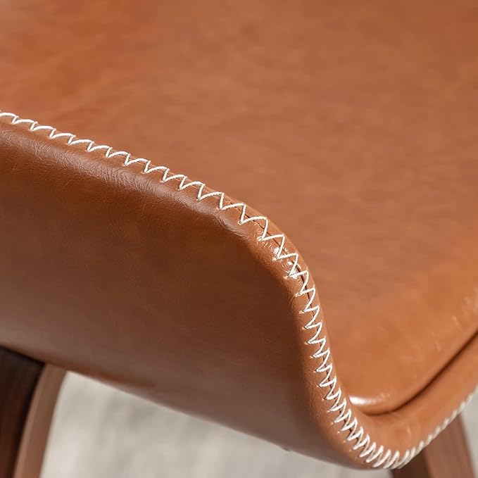 LUNLING Swivel Accent Faux Leather Dining Chairs, Mid Century Modern Chairs with Wooden Legs/Armrest/Upholstered Seat/Adjustable Foots for Kitchen Dining Room Desk Chairs,Brown,1PCS