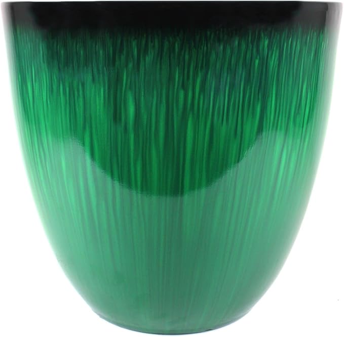 (EPR15-205 Large Egg Shaped Planter - Modern Indoor & Outdoor Decorative Flower Pot/Box (15 Inch, Green Flower)