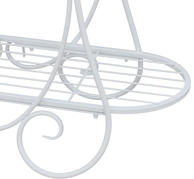 White Oval Plant Stand with Lattice Base, French Entryway Decor for Plants, Elegant Floor Flower Pot Holder Garden Decoration