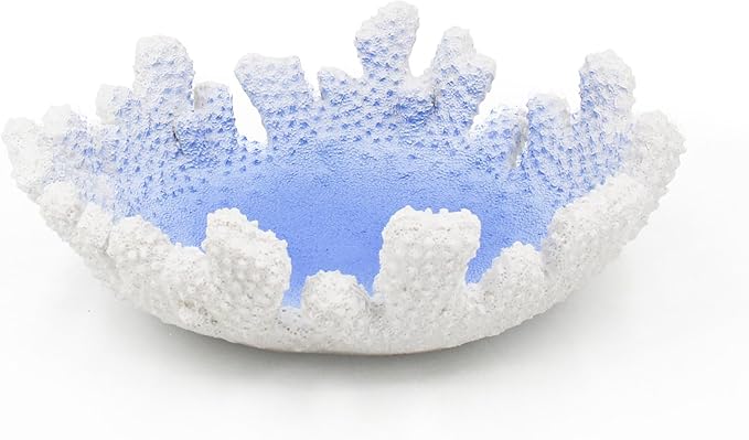 Santorini Blue Coral reef Textured Decorative Bowl,9.45" Medium Resin Decorative Centerpiece Bowl for Coastal Beach theme house table centerpiece decorations & Nautical decorations for coffee table