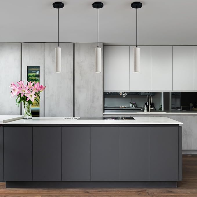 Modern LED Concrete Pendant Light Kitchen Islandceiling Light Fixture Pendant Lighting for Dining Room Coffee Club Resturant Bar Living Room(2-Pack)