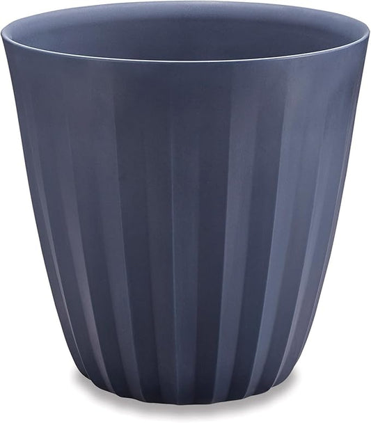 Crescent Garden Pleat Modern Decorative Planter, Indoor/Outdoor Pot, Resin Plant Pot with Drain Hole - 27" W x 27" H (Midnight)