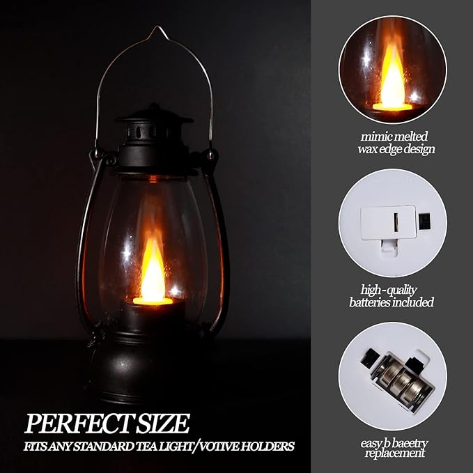 Mini Lanterns 6-Pcs LED Small Lanterns Decorative Indoor Outdoor Hanging Lantern Decorative Candle Lanterns Farmhouse Decor for Weddings Western Camping Party Halloween Christmas Decorations