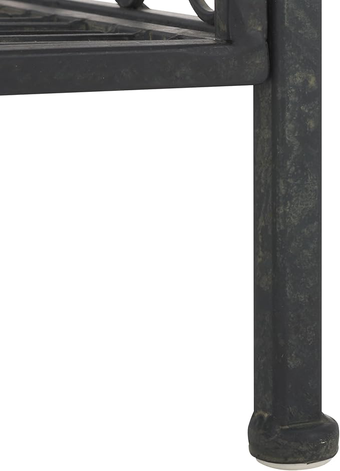 SAFAVIEH Outdoor Collection Noreen Victorian Scroll Antique Black Iron 3-Tier Shelf