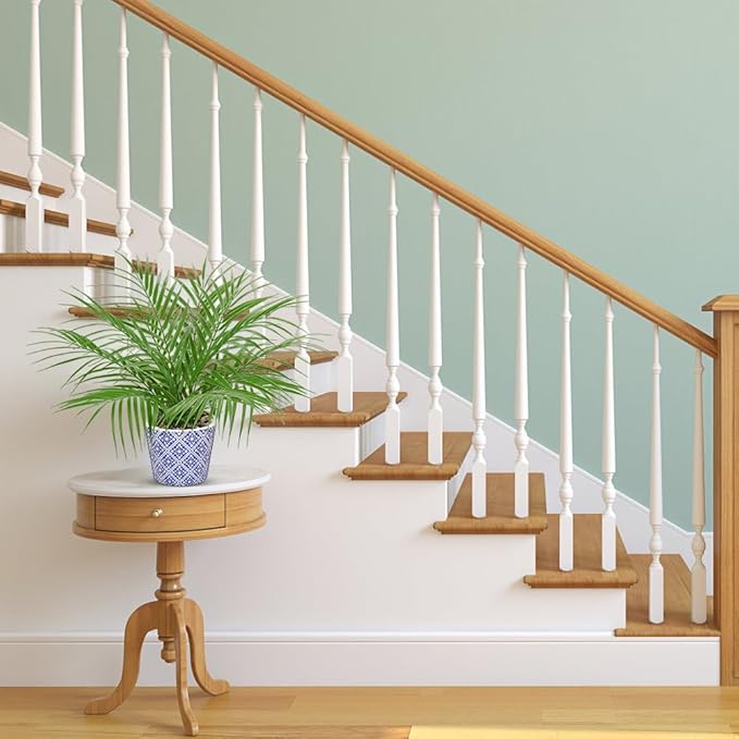 Hollyone Large Artificial Potted Plants Fake Palm Plants 16" Faux Green Plant Plastic Tropical Palm Tree in Blue and White Ceramic Pots Bohemian for Home Room Office House Indoor Decoration