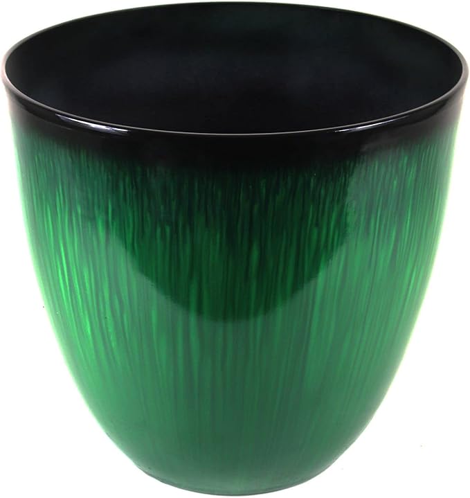 (EPR15-205 Large Egg Shaped Planter - Modern Indoor & Outdoor Decorative Flower Pot/Box (15 Inch, Green Flower)