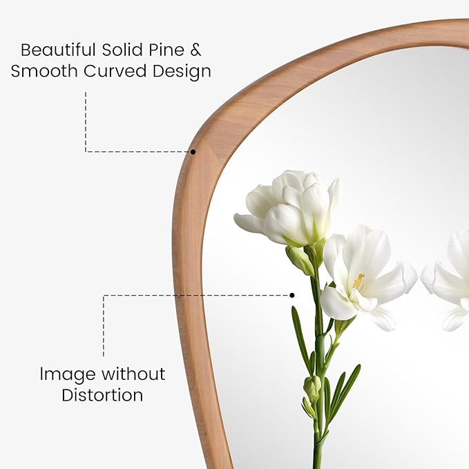 WallBeyond Asymmetrical Mirror, Irregular Wall Mirror, Wall Mirrors Decorative for Bedroom Living Room Entryway Hall, Wood Mirror for mid Century Modern Decor 36" H x 23" W