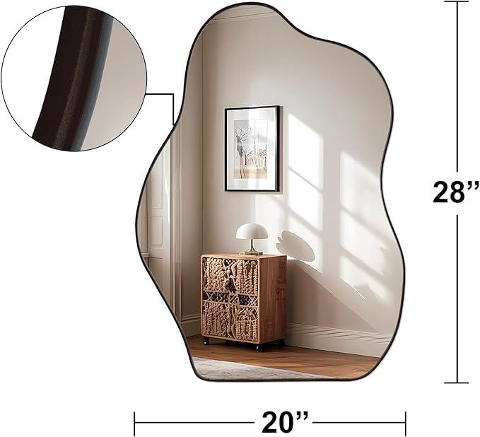 BOMINICA Irregular Wall Mirror - Asymmetrical Frameless Mirror for Bathroom, Living Room, Entryway, Bedroom - 20" x 28"