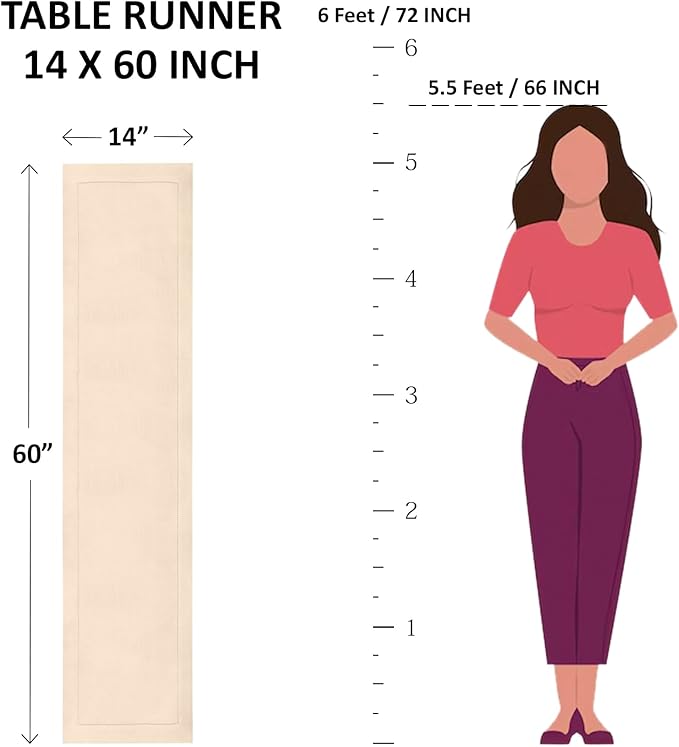 Solino Home Linen Avocado Green Hemstitch Table Runner 60 Inches - 100% Pure Linen Small Table Runner 14 x 60 Inch Ideal for Dresser and Coffee Tables - Classic Hemstitch - Fall, Autumn, Thanksgiving