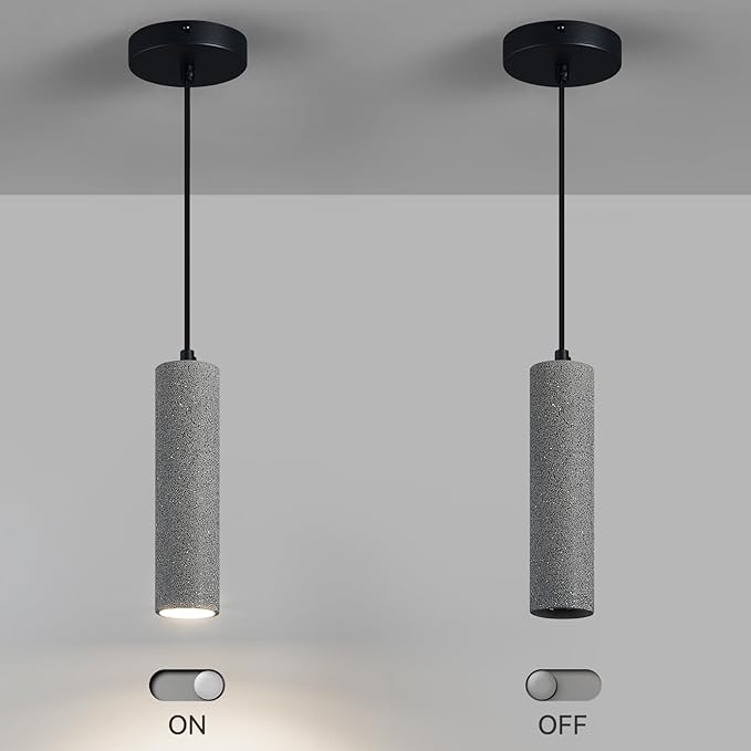 Modern Black LED Concrete Pendant Light Kitchen Islandceiling Light Fixture Pendant Lighting for Dining Room Coffee Club Resturant Bar Living Room(3-Pack)