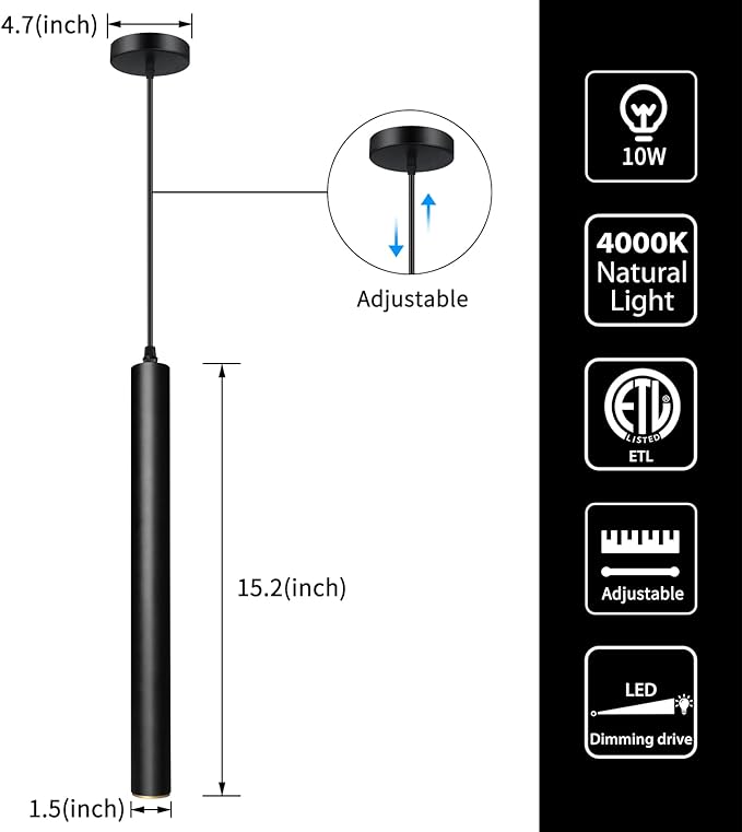 OKELI Modern Pendant Lights 4000K LED Dimmable Pendant Light Fixtures Pendant Lighting for Kitchen Island,Bar,Bedroom, 15.7inch, 10W, ETL, 3Pack