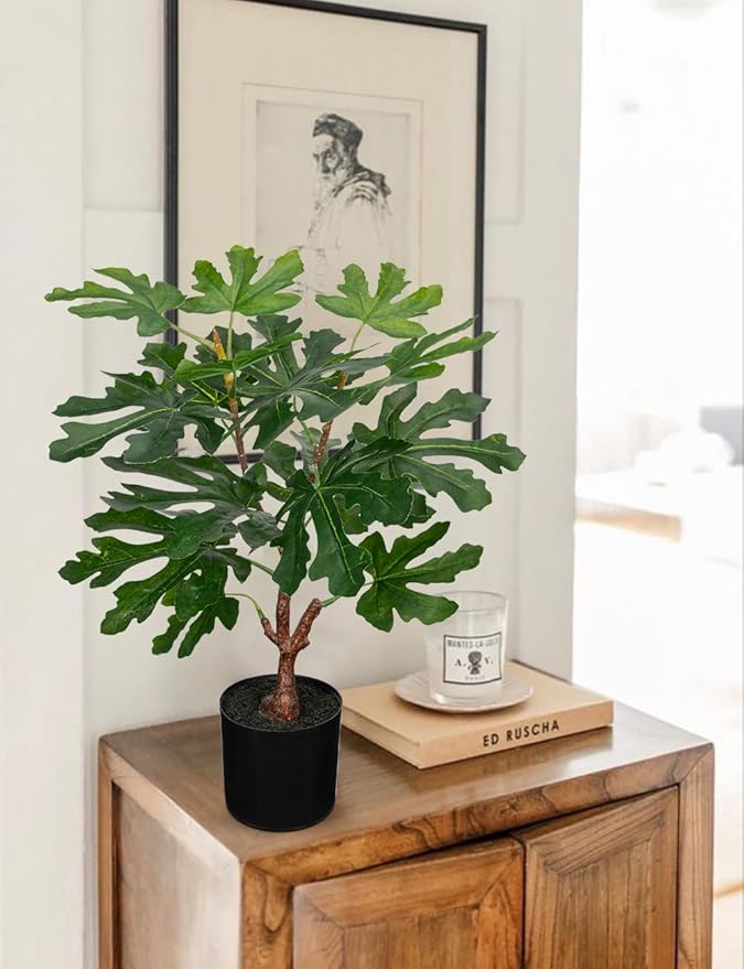 Artificial Sycamore Tree – Faux Indoor Plant for Home & Office Décor, Realistic Green Leaves, 21" Potted Fake Tree