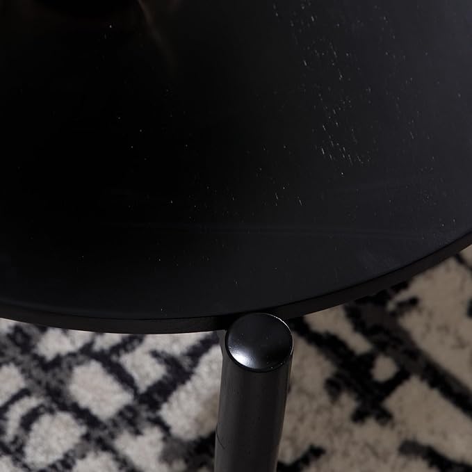 Wooden Round Modern Nesting Coffee Set of 2, Round End Table Side Table, Stacking Living Room Accent Tables for for Living Room Bedroom Balcony, Black