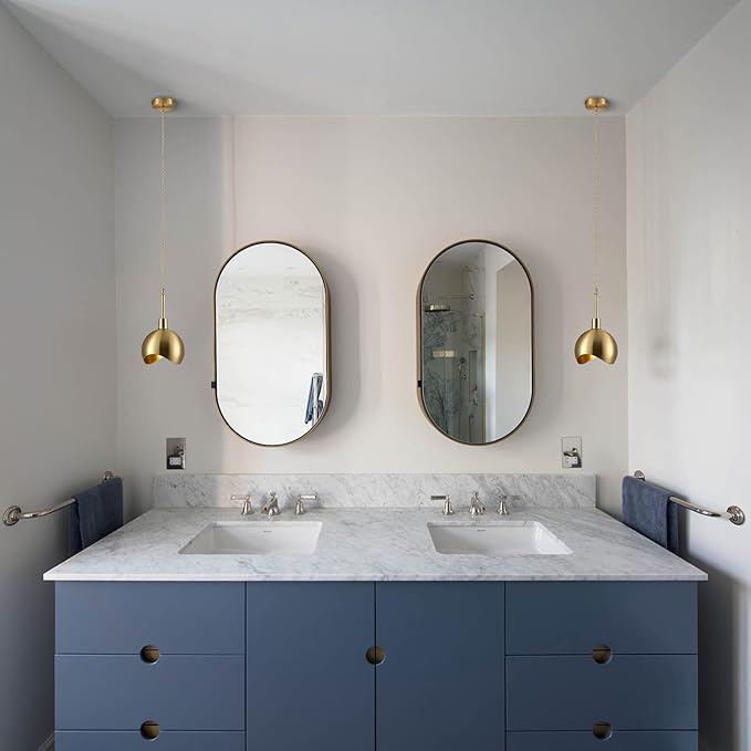 KCO Lighting Modern Gold Pendant Light Fixture Mini Brushed Brass Farmhouse Pendant Lighting Kitchen Island Hallway Foyer Mid Century Vintage Industrial Hanging Ceiling Lamp