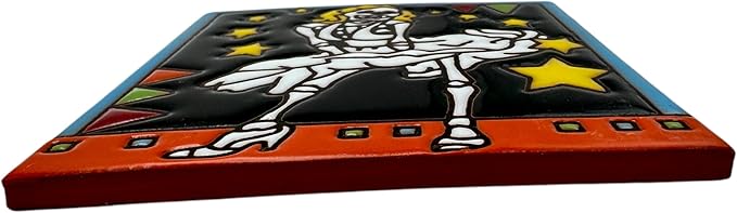 Talavera Tiles Day of The Dead Mexican Pottery Mexican Tiles Folk Art Cute Indoor Outdoor Home Decor Handmade Hand Painted 6" (P3)