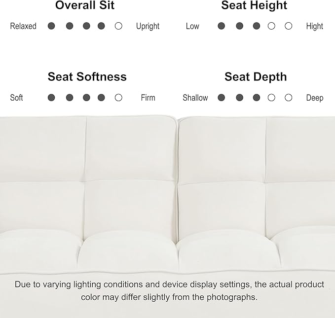 Futon Couch for Small Spaces & Apartment, 2-in-1Modern Comfy Loveseat Convertible Sofa Bed, 75.4-Inch Compact Design for Living Room, Dorms, and Studios-Beige