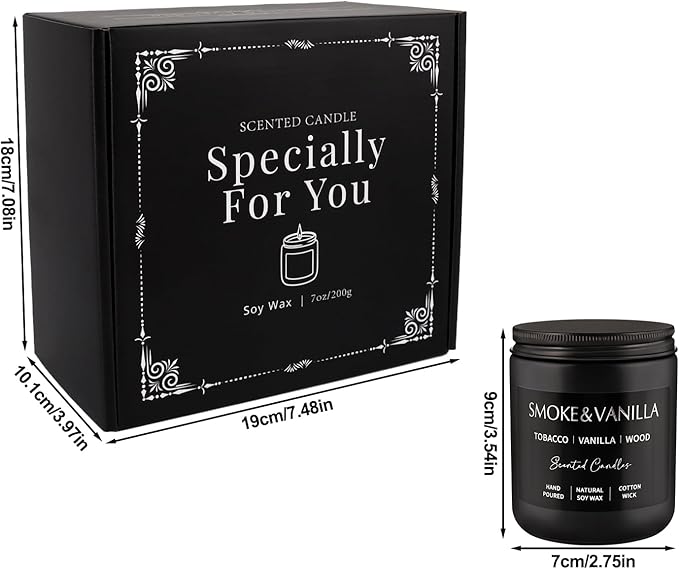 Scented Candles Gift Set - 4 Pack (7oz Each) Soy Wax Aromatherapy Candles with Essential Oils, Smokeless - Leather & Smoke, Vanilla Oakmoss, Lavender - Relaxing Fragrance for Home, Office, Yoga