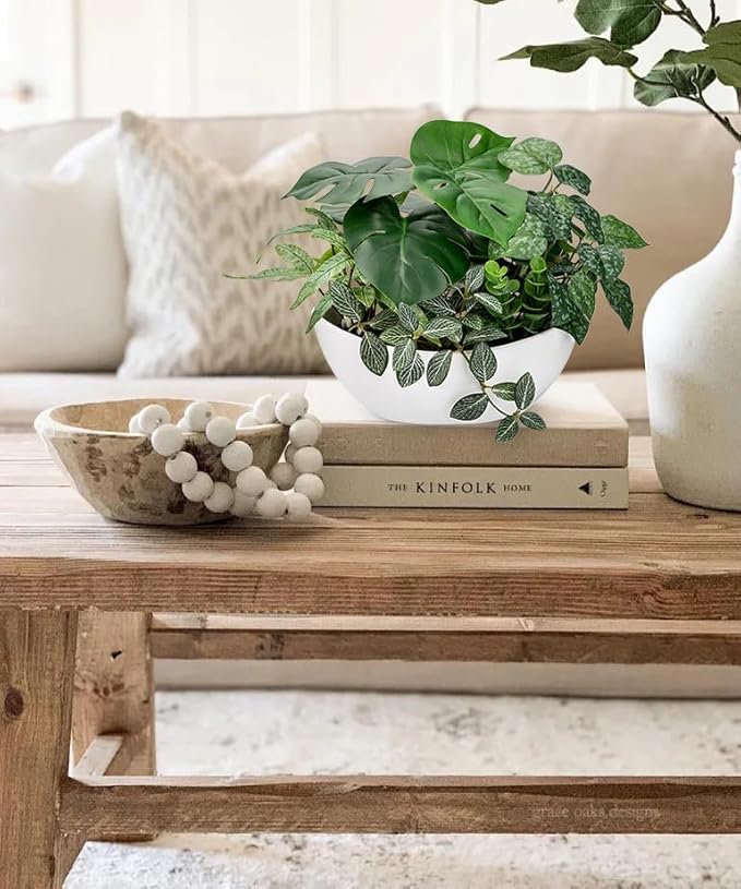 Fake Plants 11.8" Artificial Potted Plant Assorted Faux Plant in Pot Silk Plants Artificial Plants Indoor for Home Living Room Bedroom Bathroom Office Desk Table Centerpieces Shelf Greenery Decor