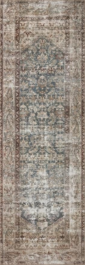Loloi Amber Lewis Georgie Collection GER-04 Teal/Antique 5'-0" x 7'-6", .19" Pile Height, Area Rug