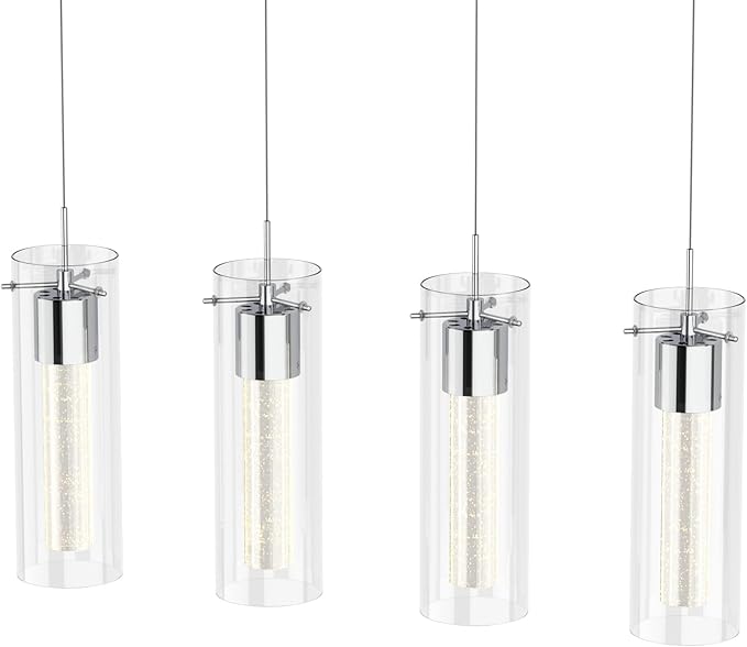 Alice 4-Light Chandelier Pendant Ceiling Light, Integrated Led and Bubble Glass, for Kitchen Island, Hallway, Entryway, Passway, Dining Room, Bedroom, Balcony Living Room