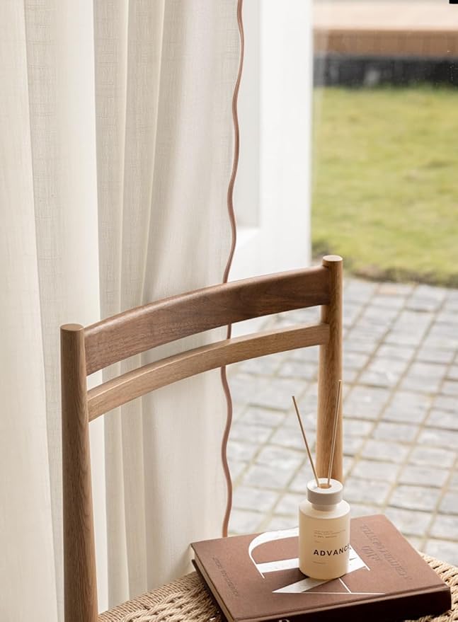 Linen Blend Scalloped/Wavy Trim, Ripple Fold Curtains for Living Room, Bedroom, Home Office, Kids Room & Dining - Light Filtering Curtains - Set of 2 - Oriental Pink, (50" W x 96" L)