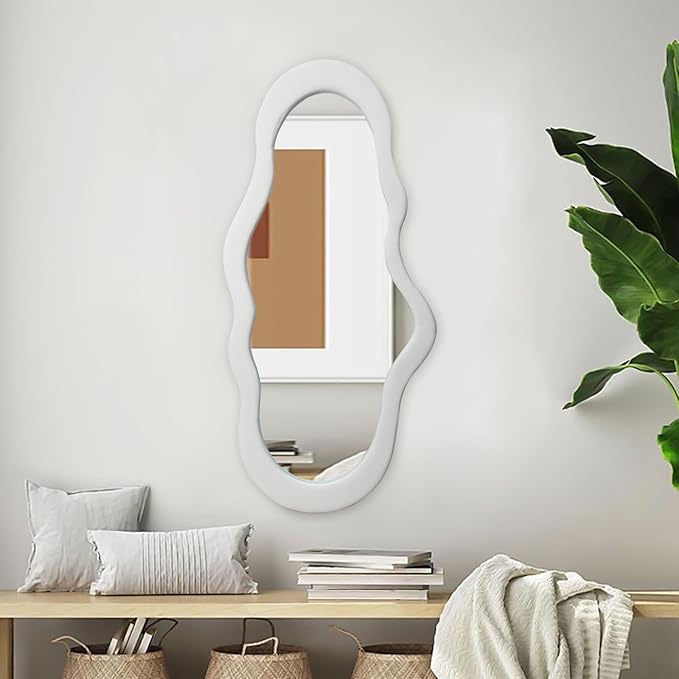 BST FURNH Small Cloud Mirror Unique 44X21 Inch Full Length Wall Mounted Mirror Tall Mirror Full Body Floor Length Mirror Dressing Body Mirror Frameless Mirror for Bedroom Bathroom Living Room