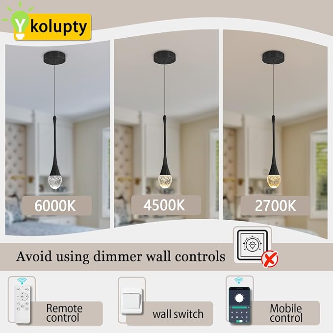 Modern Pendant Lights for Kitchen lsland LED Dimmable Raindrop Chandelier Crystal Ceiling Pendant Lighting for Dining Room Hallway Bar Living Room (3 Pack)