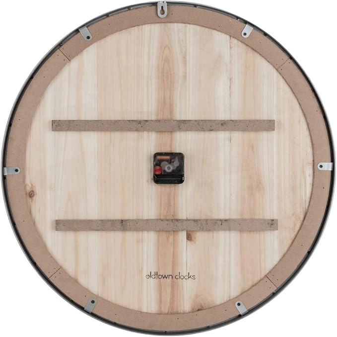 Oldtown Farmhouse Metal & Solid Wood Noiseless Wall Clock (Dark Brown, 18-inch)