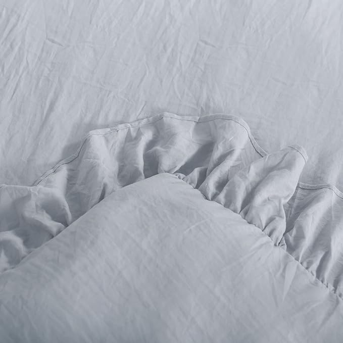 Bonlino Bedding Comforter Set Bedroom - 3 Pieces Farmhouse Comforter Ruffle Boho Bed Comforter, Fluffy Soft Lightweight Bedding Chic Rustic Country Style for Home Dorm (Oversized King, Light Grey)