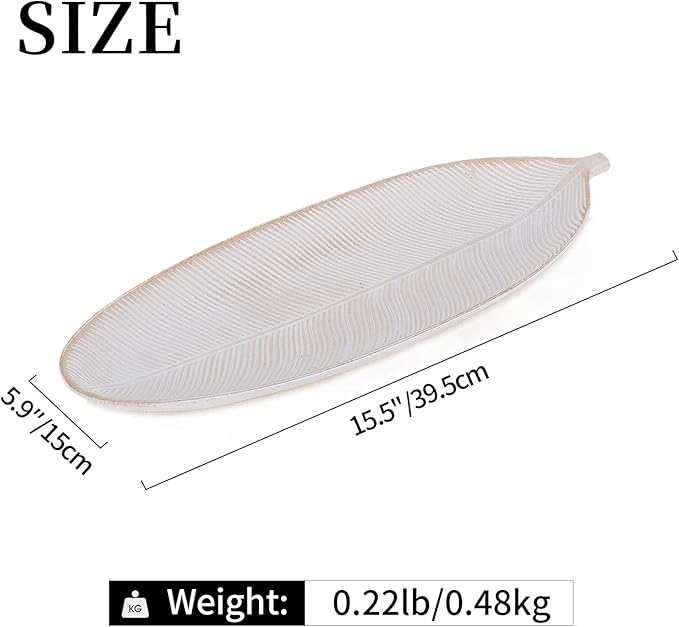 Hanobe Leaf Wooden Decorative Tray: Leaf Shaped Wood Key Tray Decor Plate Bowl for Crystal Candle