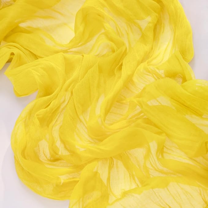 MLMC Yellow Table Runner 10ft Rustic Fall Cheesecloth Table Runner Gauze Cheese Cloth Centerpiece Decororations 35x120 Inches for Wedding Baby Shower Outdoor Picninc Decor