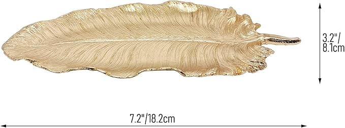 Metal Jewelry Dish, Small Leaf Shaped Ring Holder Jewelry Organizer, Trinket Dish Vanity Tray for Dresser Christmas Birthday Wedding Gifts