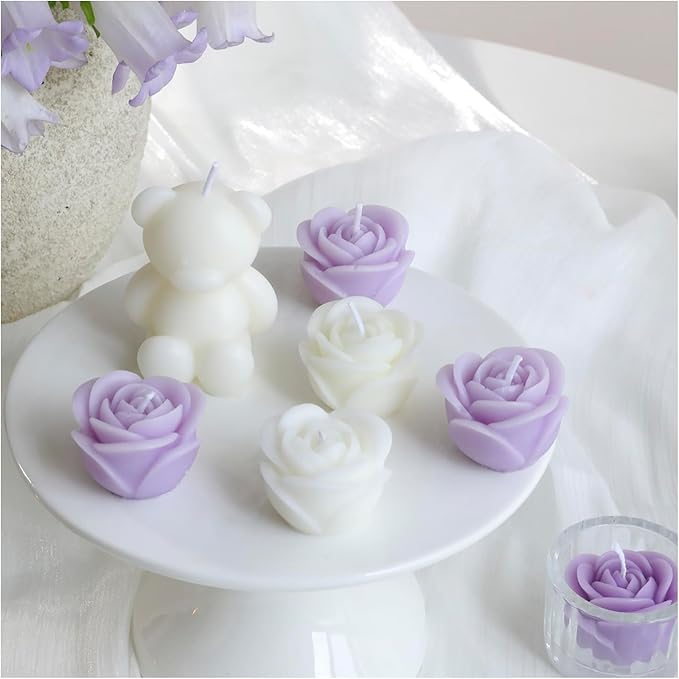 6pc Baby Shower Candle Favors for Guest DIY Floating Candles Party Favors Bulk Scented Tealight Candles Gender Reveal Gifts Return Gifts (Bear-White)