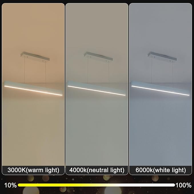 Dimmable Linear Chandelier, 41 Inch Modern LED Chandelier, 40W LED Pendant Light with Adjustable Height, Pearl White Modern Kitchen Chandeliers for Kitchen Island, Dining Room, Office