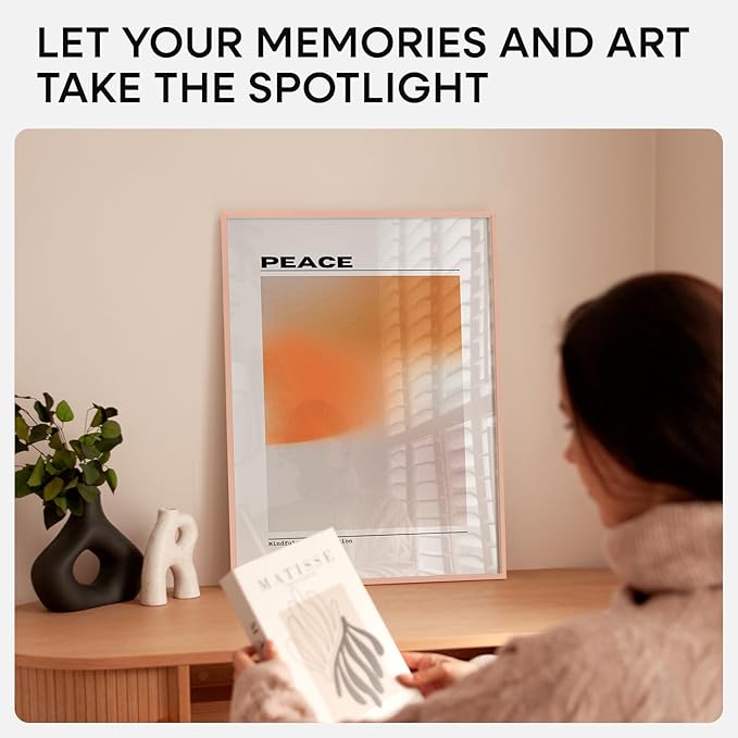 Homeforia 18x24 Frame Rose Gold, High End Metal 18x24 Poster Frames with Mat 16x20 inch Photo, 18 x 24 Rose Gold Picture Frame Matted to 16 by 20 Print, 24x18 Frame, Tempered Glass, Wall Kit, Set of 2