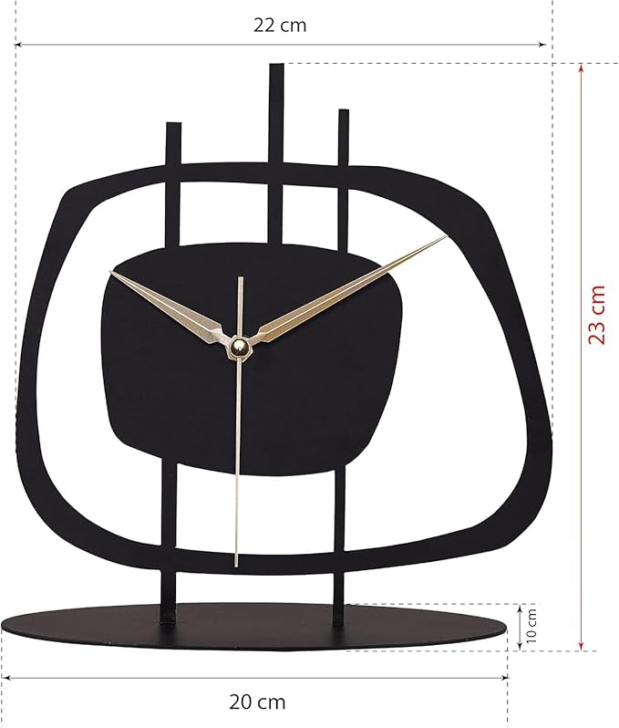 Table Clock for Living Room Office, Bedside, Kitchen | Silent Running Night Shelf Analog Desk Clock with 8 x 9 inch Size | Decorative Table Clocks