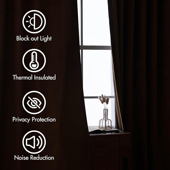 MIULEE Gold Brown Velvet Curtains 108 inches Long 2 Panels - Luxury Pinch Pleated Room Darkening Window Drapes for Bedroom Living Room Thermal Insulated Super Soft Extra Long, Back Tab Rod Pocket