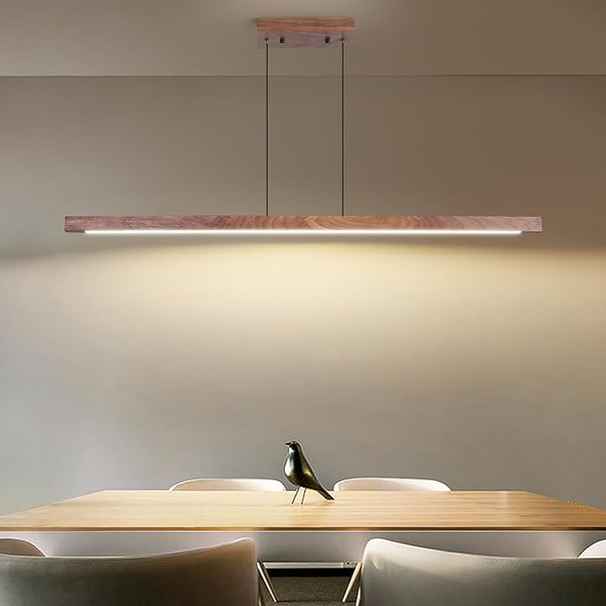 Linear Pendant Light, Modern Chandeliers for Dining Room, Dimmable Pool Table Island Lights for Kitchen, LED Ceiling Pendant Lamp for Dining Room Billiard Room, Adjustable Height,47in