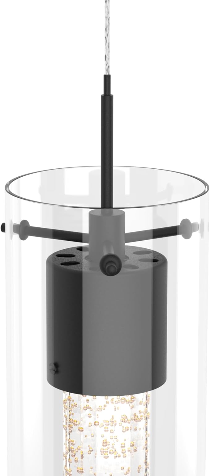 Alice 1-Light Pendant Ceiling Light Fixture, Integrated Led and Premium Bubble Glass, for Kitchen Island, Hallway, Entryway, Passway, Dining Room, Bedroom, Balcony Living Room (Black)