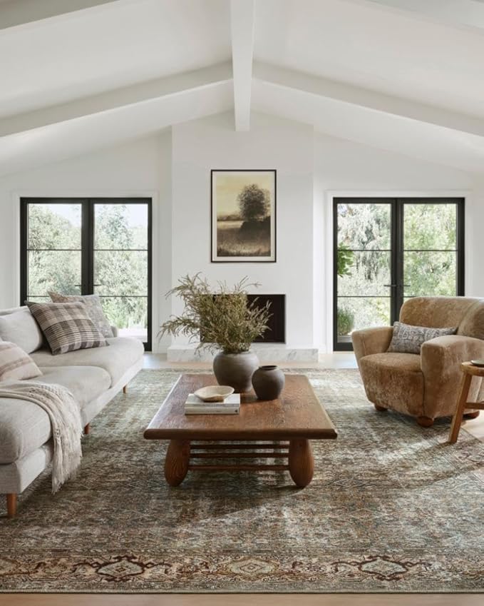 Loloi Amber Lewis Georgie Collection GER-07 Moss/Salmon 8'-4" x 11'-6", .19" Pile Height, Area Rug