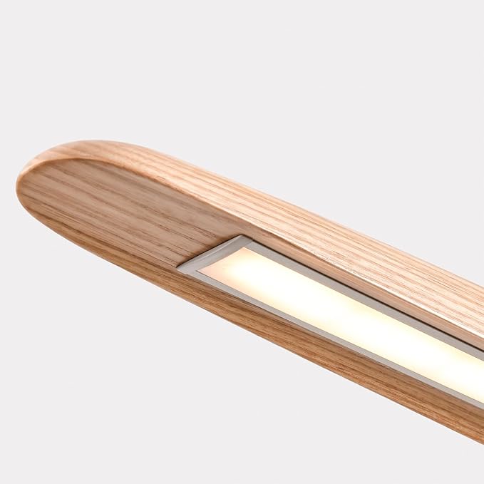 59" 40W Wood LED Linear Pendant Light Fixture Led Dining Room Light Dimmable Hanging Light Fixture for Dining Room Kitchen Island Pool Table Lights Natural Ash