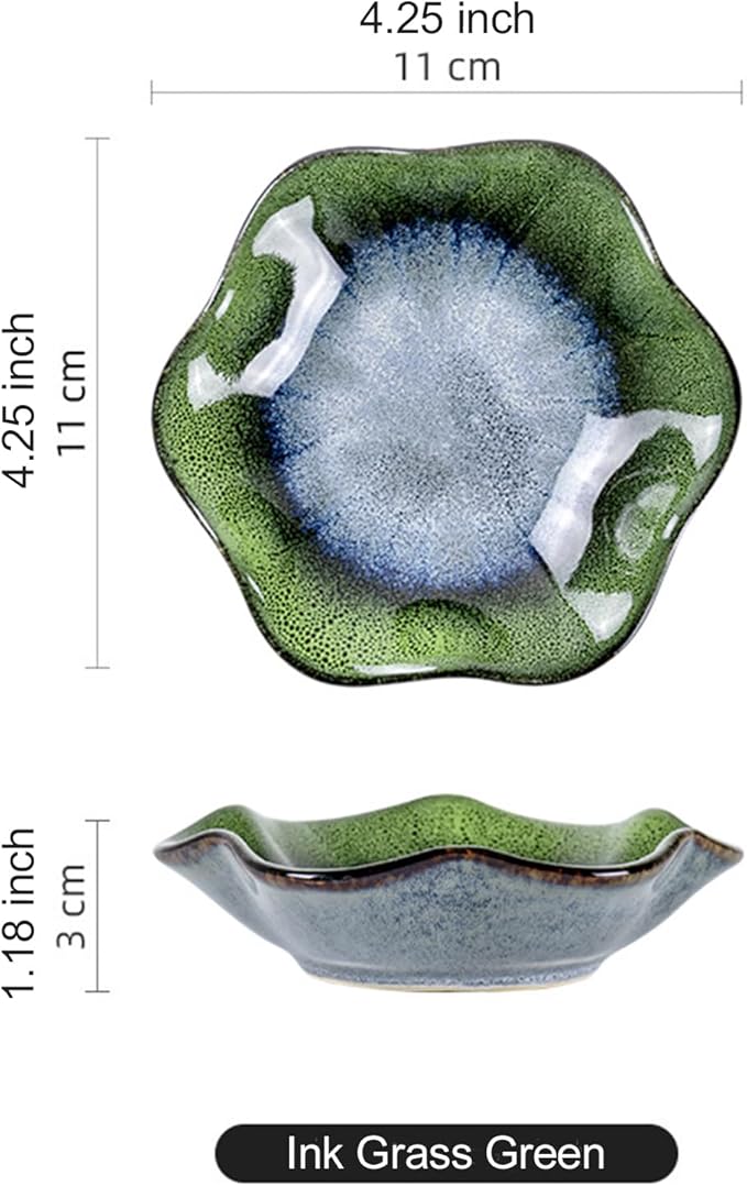 Ceramic Trinket Dish, Ring Tray, Decorative Jewelry Dish, Decoration Plate for Earrings, Rings, Jewelry Dish Holder, Key Bowl, Trinket Tray, Earring Holder for Women (Ink Grass Green)